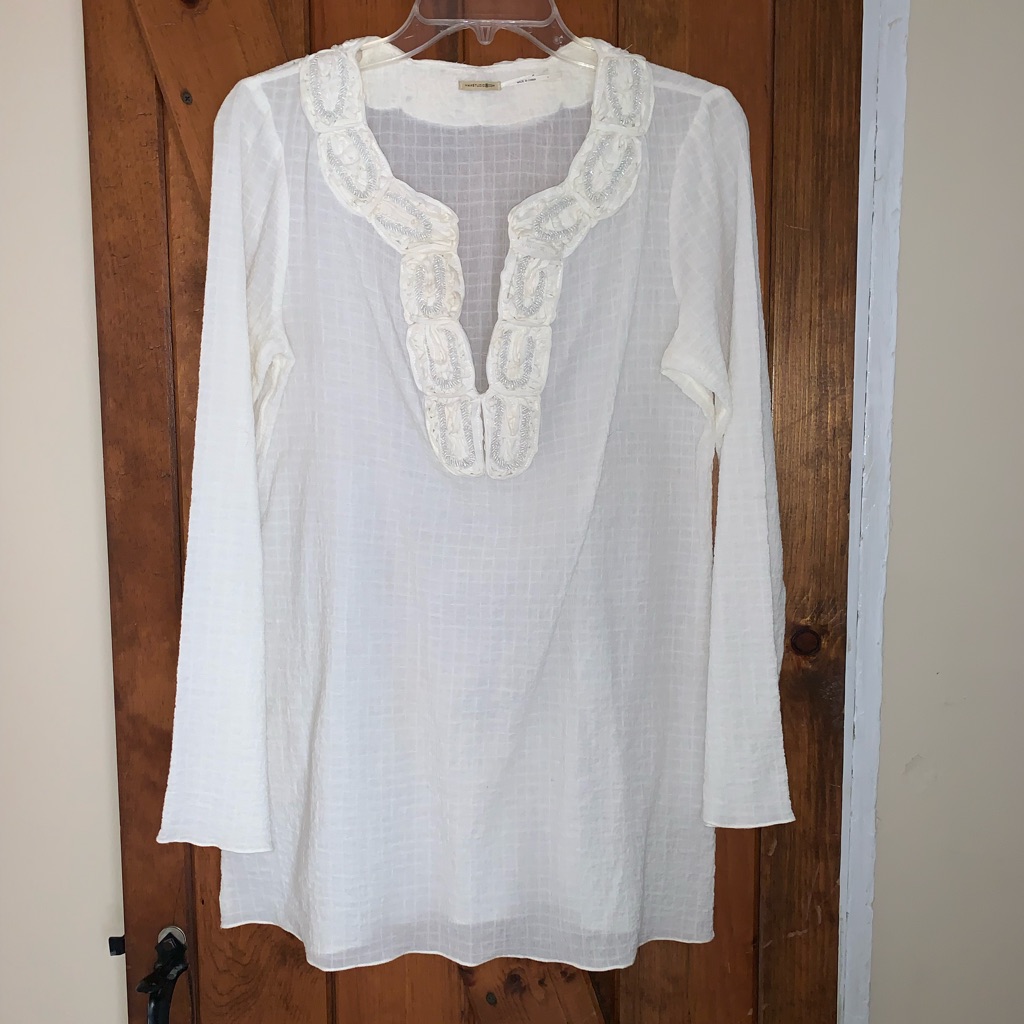 Max Studio Beaded Split-Neck Tunic